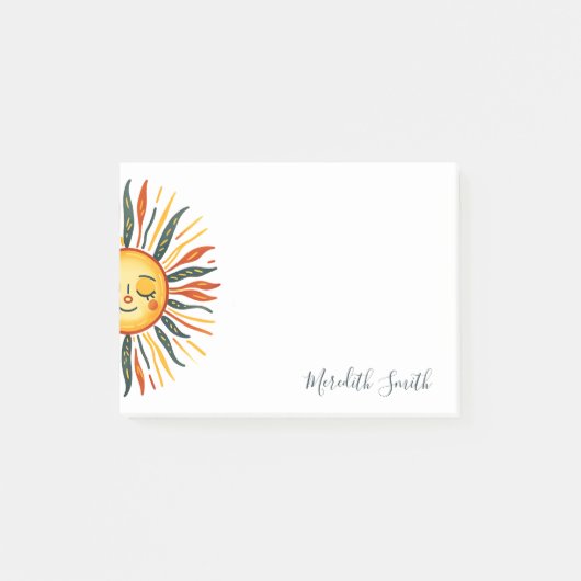 Hübsche und farbenfrohe Sonne Personalisiert Post-it Klebezettel (Vorderseite)