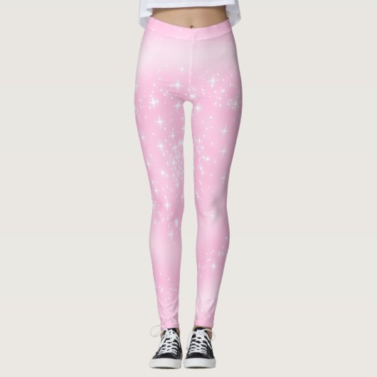 Hübsche und rosa Sterne Girly Leggings (Vorderseite)