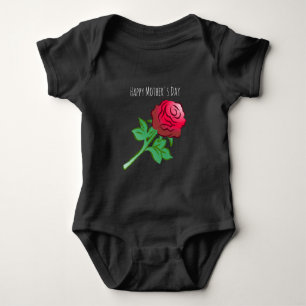 Hübsche und schöne rote Rose Baby Strampler