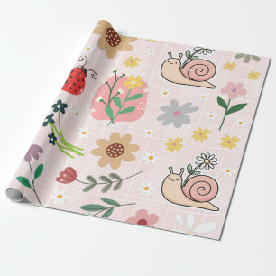 Hübsche und süße grafische Illustrationen Floral P Geschenkpapier