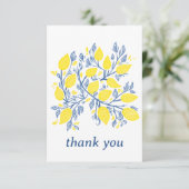 Hübsche und zarte blaue und gelbe Zitronenweine Dankeskarte (Stehend Vorderseite)