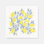 Hübsche und zarte blaue und gelbe Zitronenweine Serviette (Vorderseite)