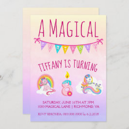Hübsche Unicorn Geburtstagsparty für 8 Jahre Einladung