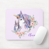 Hübsche Unicorn Mama & Baby Watercolor Mousepad (Mit Mouse)