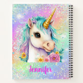 Hübsche Unicorn Sparkle Rainbow School Notizblock (Rückseite)