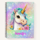 Hübsche Unicorn Sparkle Rainbow School Notizblock (Vorderseite)