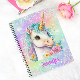 Hübsche Unicorn Sparkle Rainbow School Notizblock