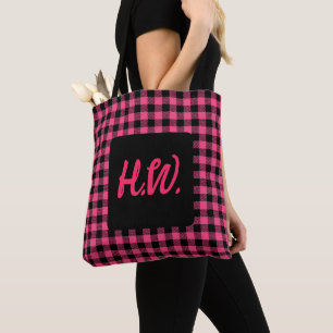 Hübsche Valentine Rosa und Schwarz Buffalo Kariert Tasche