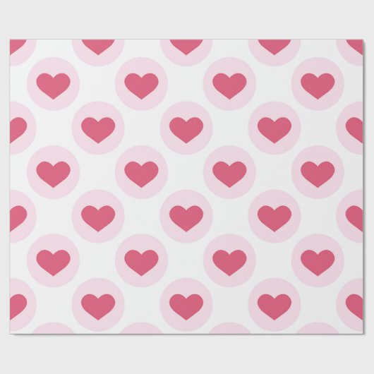 Hübsche Valentines rosa Herzmuster Geschenkpapier (Flach)