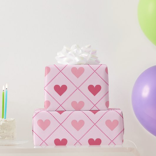 Hübsche Valentines rosa Herzmuster Geschenkpapier (Partygeschenke)