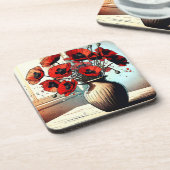 Hübsche Vase der Roten Pfeffer ai art Getränkeuntersetzer (Linke Seite)