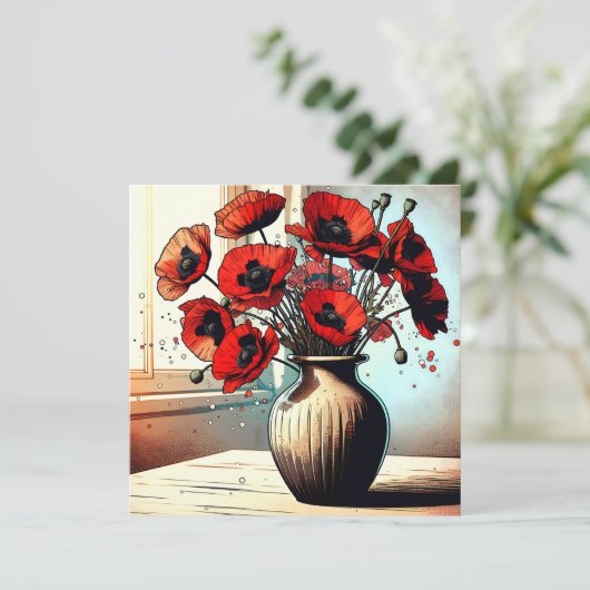 Hübsche Vase der Roten Pflaumen (Stehend Vorderseite)