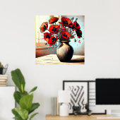 Hübsche Vase der Roten Pflaumen Poster (Heimbüro)