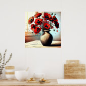 Hübsche Vase der Roten Pflaumen Poster (Küche)