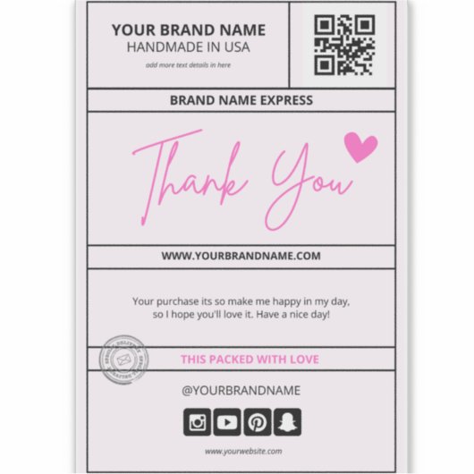 Hübsche Versandmarke Aufkleber (Vorderseite)