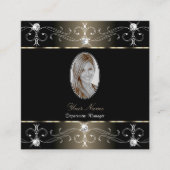 Hübsche Verzierte Ornamente aus schwarzem Platin m Quadratische Visitenkarte (Vorderseite)