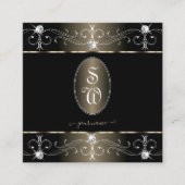 Hübsche Verzierte Ornamente aus schwarzem Platin Quadratische Visitenkarte (Vorderseite)