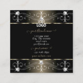 Hübsche Verzierte Schwarz-Beige-Ornamente mit Logo Quadratische Visitenkarte (Rückseite)