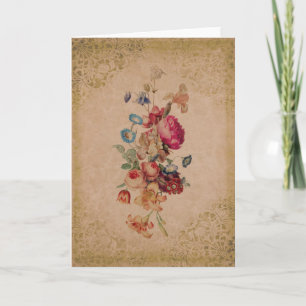 Hübsche viktorianische Vintage-Rosen-Blumen-Grußka Karte