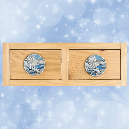 Hübsche Vintage asiatische Winterschneebrücke Keramikknauf