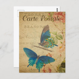 Hübsche Vintage blaue Schmetterlinge Postkarte