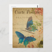 Hübsche Vintage blaue Schmetterlinge Postkarte (Vorne/Hinten)