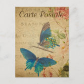 Hübsche Vintage blaue Schmetterlinge Postkarte (Vorderseite)