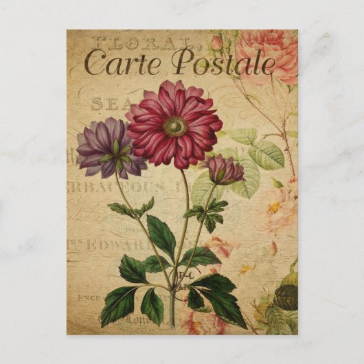 Hübsche Vintage Blume Postkarte (Vorderseite)