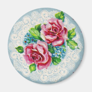 Hübsche Vintage Blumen Magnet