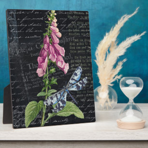 Hübsche Vintage-Blumen- und Schmetterlings-Botanik Fotoplatte