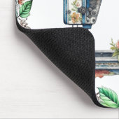 Hübsche Vintage Blumennähmaschine und Blume Mousepad (Ecke)
