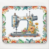 Hübsche Vintage Blumennähmaschine und Blume Mousepad (Vorne)