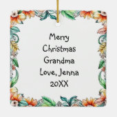 Hübsche Vintage Blumennähmaschine Weihnachten Keramikornament (Rückseite)