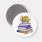Hübsche Vintage Bücher und Blume Personalisiert Magnet (Vorderseite/Rückseite)
