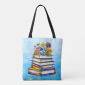 Hübsche Vintage Bücher und Blume Personalisiert Tasche (Rückseite)