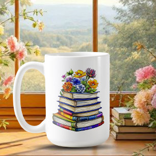 Hübsche Vintage-Bücher und Blumen Personalisiert Kaffeetasse