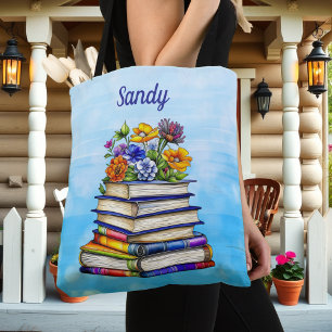 Hübsche Vintage-Bücher und personalisierte Blumen Tasche