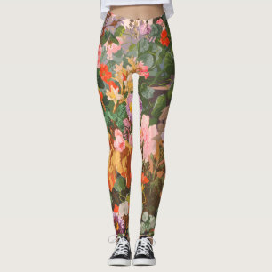 hübsche Vintage bunte Blumen Blumenmalerei Leggings