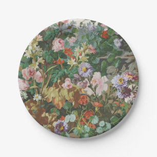 Hübsche Vintage bunte Blumen Blumenmalerei Pappteller