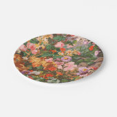 Hübsche Vintage bunte Blumen Blumenmalerei Pappteller (Schrägansicht)