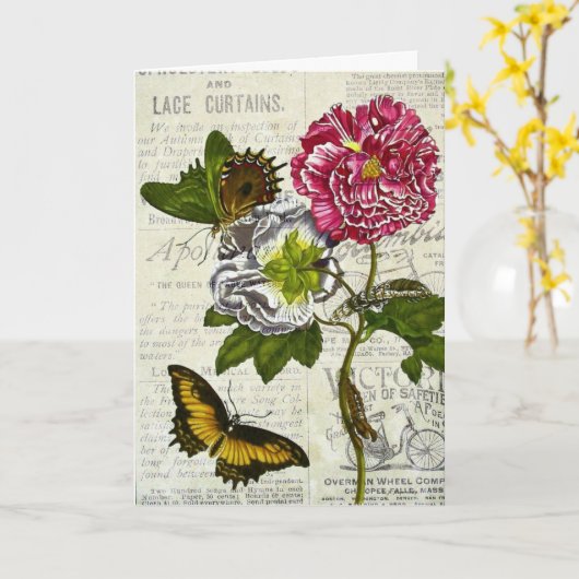 Hübsche Vintage Collage Karte (Gelbe Blume)