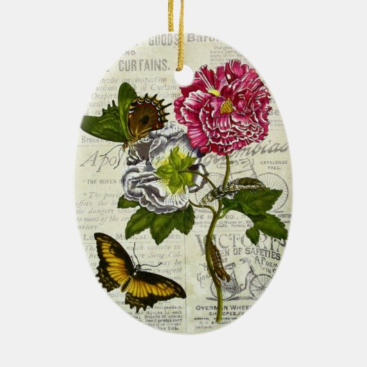 Hübsche Vintage Collage Keramikornament (Hinten)