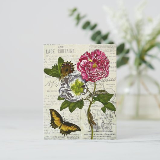 Hübsche Vintage Collage Postkarte (Stehend Vorderseite)