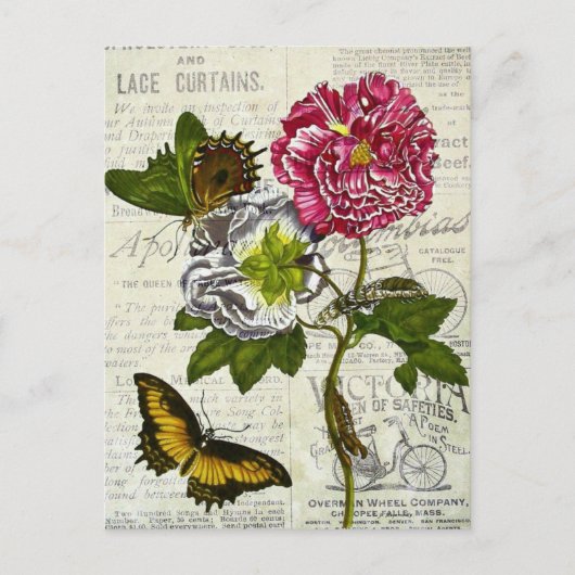 Hübsche Vintage Collage Postkarte (Vorderseite)