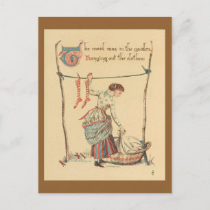 Hübsche Vintage-Dame Postkarte