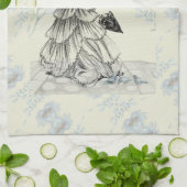 Hübsche Vintage Dame und Blumen Geschirrtuch (Gefaltet)