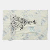 Hübsche Vintage Dame und Blumen Geschirrtuch (Horizontal)