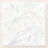 HÜBSCHE VINTAGE DRAGONFLIEN IN BLAUEM GRÜNGELBEN GLASUNTERSETZER (Rückseite)