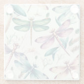 HÜBSCHE VINTAGE DRAGONFLIEN IN BLAUEM GRÜNGELBEN GLASUNTERSETZER (Rückseite)