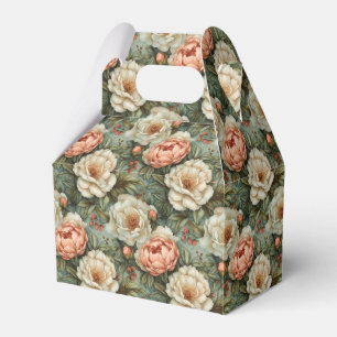 Hübsche Vintage Elegant Weiß und Peach Floral Geschenkschachtel
